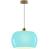 Uossoty Pendant Light Mid Century Modern Pendant Lighting Blue Glass Hanging Lights Over Table Light Fixtures Adjustable Gold