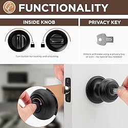 Copper Creek Matte Black Door Knobs - Round
