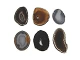 Rock Paradise 12 (Twelve) Drilled Agate Slices - A Grade ~1.5-3 Agate Pendant Slice Drilled Top COA (12, Black/Brown)