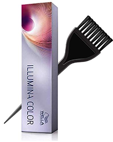 Wella ILLUMINA Permanent Creme Haircolor Dye (with Sleek Tint Brush) Sheer Light Cream MicroLight Hair Color (Copper Peach - Opal-Essence)