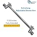 Extra Long 17.25 Inch Adjustable Shower Arm Extension Pipe | Raise or Lower Shower Head Height | High Quality Metal Construction | Rotating Tightening Nut | Chrome