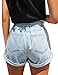 GRAPENT Women's High Waisted Removable Belt Sewn Cuff Wide Leg Denim Jean Shorts Light Blue Size M