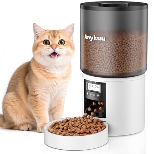 Automatic Cat Food Dispenser 4L Cat Food Dispenser with Programmable Timer and 10S Registration Dispenser Cat Food 1-6 Meals a Day for Small and Medium Pets