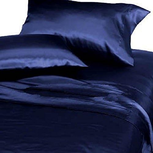 Amazon Com Chezmoi Collection Soft Silky Satin Solid Navy Blue