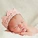 PIXNOR Cute Newborn Infant Baby Girl Boy Handmade Crochet Knit Crown Hat Photograph Prop (Pink)