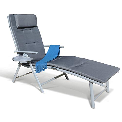 GOLDSUN Aluminum Outdoor Folding Reclining Adjustable Chaise Lounge