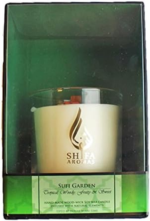 Shifa Aromas - Luxury Glass Jar Sented Candle With Wooden Wick - Sufi Garden