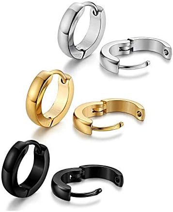 TOPBRIGTH 5 Pairs 316L Stainless Steel Hoop Earrings for Men Women Small Hoop Huggie Ear Piercings