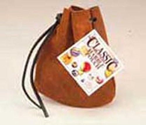 Genuine Leather (Empty) Storage Pouch w Drawstring Closure - Brown
