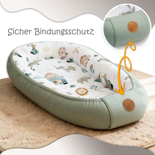 Cotton Baby Cot Reducer 90 x 50 cm Versatile Cocoon for Baby Nest Moses Basket and Newborn Baby Basket Ideal for Carrying Perfect for Girls and Boys Beige with White Stars