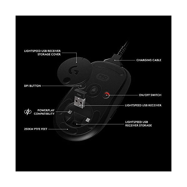Logitech G PRO Wireless Gaming Mouse, Hero 16K Sensor, 16,000 DPI, RGB, Ultra Lightweight, 4 to 8 Programmable Buttons… - Imagen 6