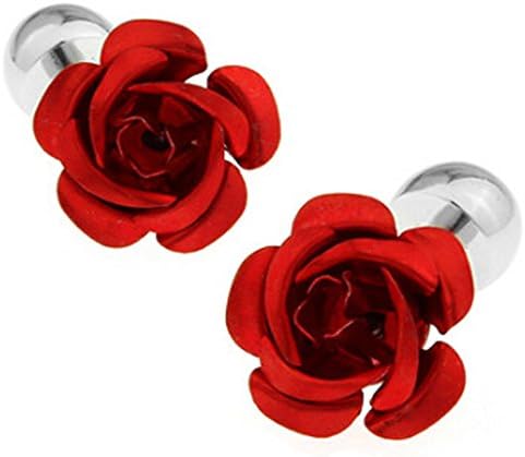 ZLDYOU Red Rose Flower Cufflinks For French Shirt Wedding Jewelry Personalized Cuff Links