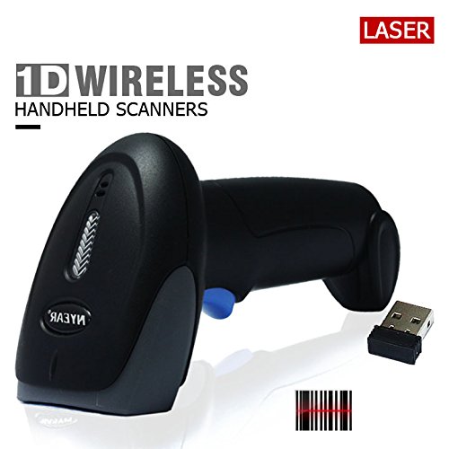 NYEAR Handheld Wireless and Wired Two in one USB Barcode Scanner, 1D Handheld Inventory Laser Bar Code Reader with Automatic Continuous Scan for Computer Windows with USB Cable with APP Support