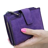 Mosunx(TM) Fashion Women Mini Zipper Bifold Leather Wallet Card Holder Purse Gifts (Purple)