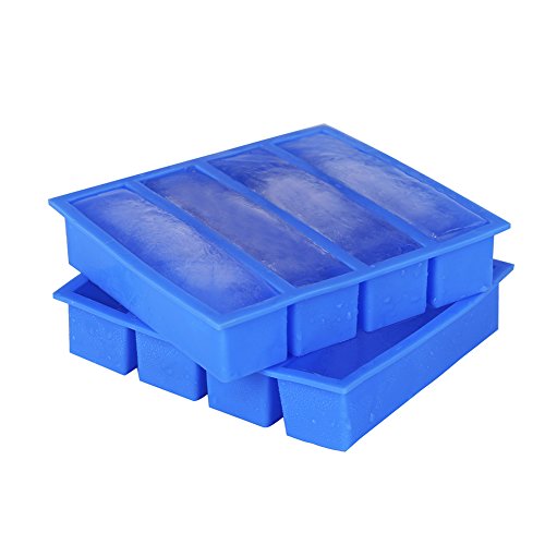 Silicone Ice Cube Tray with Easy Release Ice Cube Molds Collins Ice Tray, Large Ice Stick Cube for Cocktail Whiskey, Also Used for Butter Mold 2 Pack-Blue