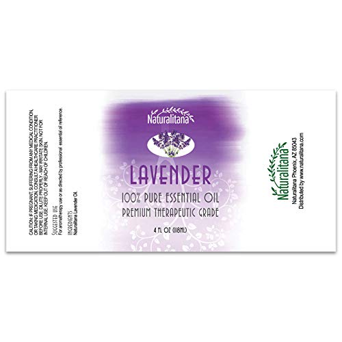 Naturalitana Lavender Essential Oil - Therapeutic Grade for Aromatherapy, Soap, Bath Bombs, Candles, Relaxation, Dropper - 4 fl oz - Lavender Oil