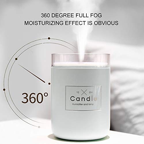 Topmate Mini USB Humidifier Cool Mist Ultrasonic Candle-Shape Air Humidifier Portable with Warm Night Light Auto Shut-Off for Office Home and Car | White - Thumbnail 4