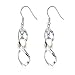 Women's Sterling Silver Teardrop Infinity Twist Wave Pearl Drop Dangle Earrings
