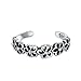 Daisy Flowers Open Cut Out Oxidized Midi Band Toe Ring For Women .925 Silver Sterling Adjustable