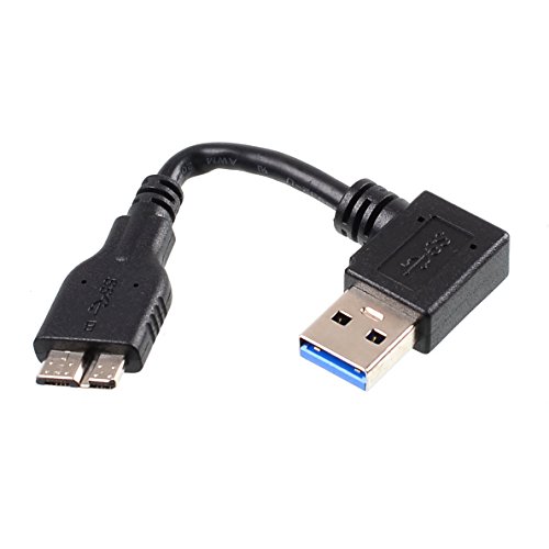 Smays Right Angle USB 3.0 to Micro-B Data Sync and Charger Adapter Short Cord (4-Inch = 10 Centimeters, Black)