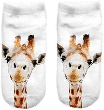 Unigds 3D Print Cute Socks Low Cut Ankle Women Boat Sock (Giraffe)