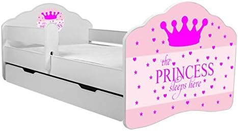 TODDLER KIDS CHILDRENS BED"sleeping princess" size 160x80 cm with matress and drawer