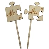 WINOMO 2pcs Mr Mrs Wooden Cake Topper Sticks