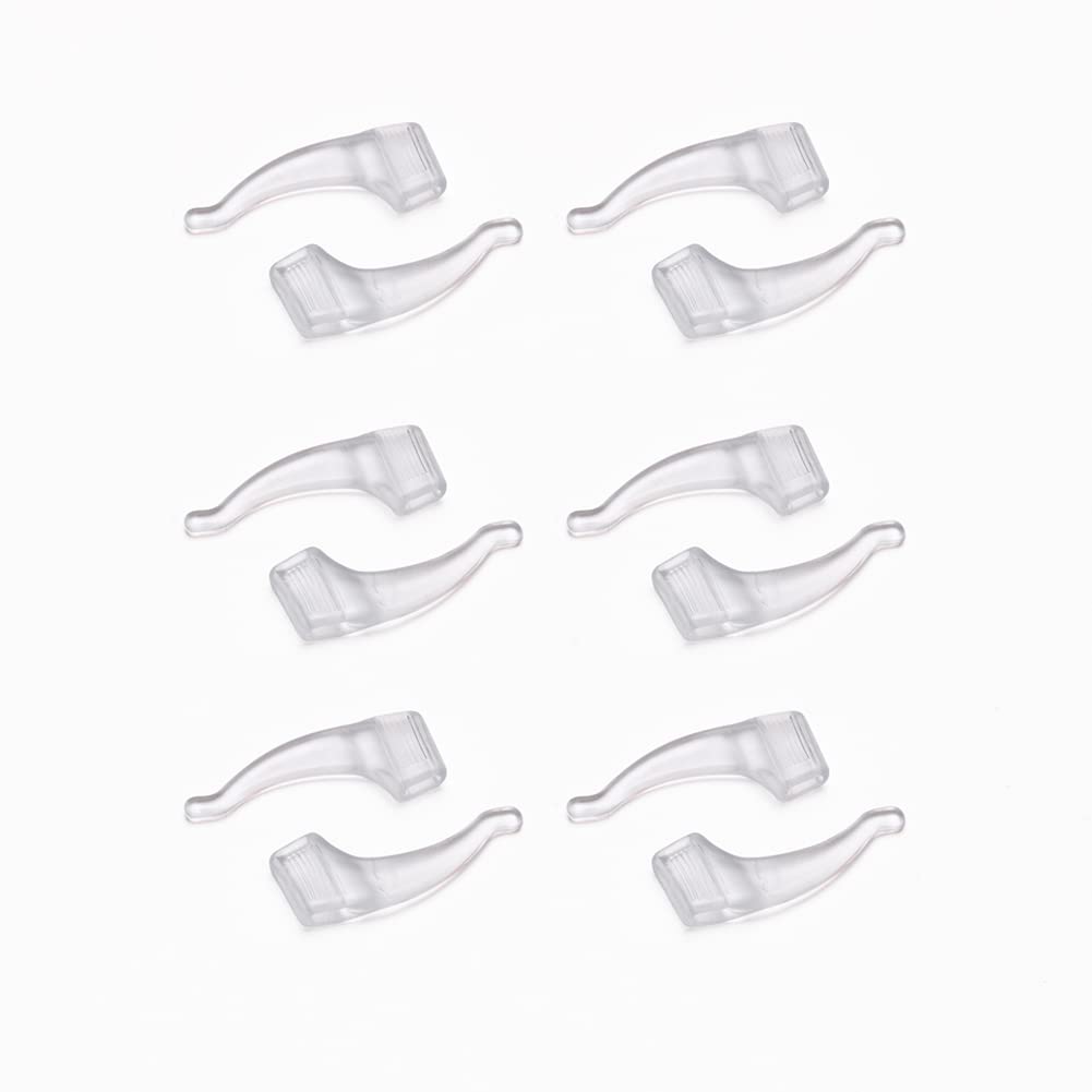 NORHOR 6 Pairs Anti-Slip Ear Hook Grip Glasses Accessories Ear Hook Eyeglass Temple Tip for Sunglasses and Glasses.(Transparent)