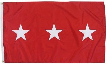 U.S. Army 3-Star Lt. General Indoor Outdoor Appliqued Nylon Flag Grommets 2' X 3'