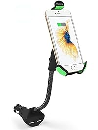 Vansky Car Phone Mount, Gooseneck Car Charger Holder Cigarette Lighter Cradle Mount with Dual USB 3.1A Charging Ports for iPhone 7/7Plus/6/6S/6Plus,Samsung Galaxy S5/S6/S7/S8, Google Nexus, Huawei