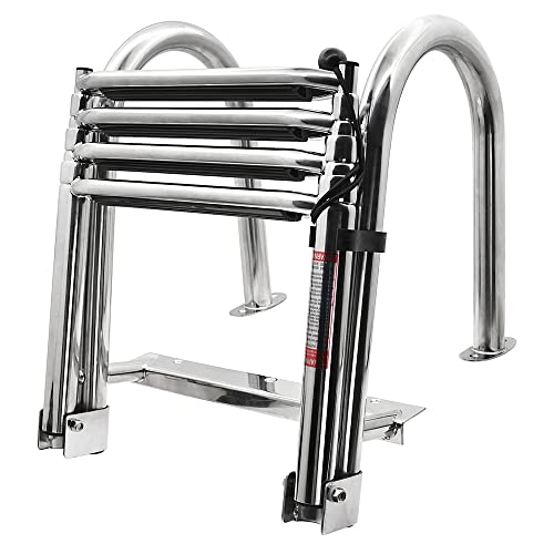 Geloo Pool Ladder for Swimming Pool Boats 4 Bathing Steps | Pool Deck Boat Yacht Load Capacity 200 kg with Non-Slip Steps with Handrail