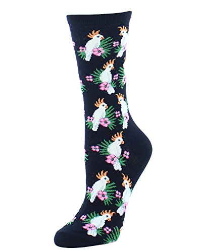MeMoi Cockatoo Rayon Blend Crew Socks Black One Size