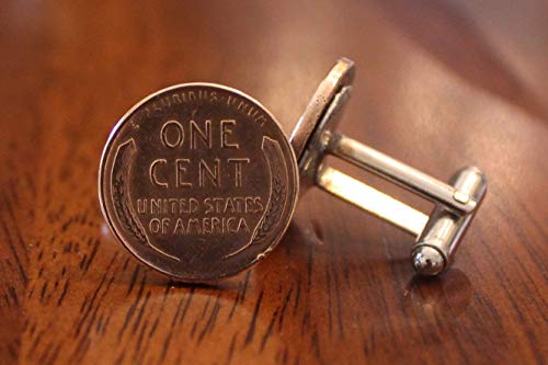 Wheat Penny cuffs, One Cent Cufflinks, Vintage Coin Cuff Links, American History gift, Lincoln present, novelty for him, stocking stuffer