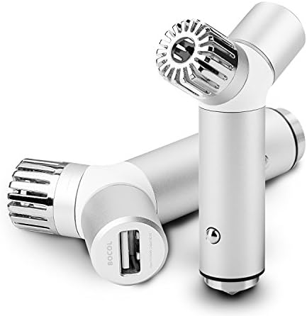 Car Charger, Car Air Purifier,2-in-1 Style, 12V/24V USB Quick Charge 3.0, Professional Smoke Smell Dusts Remover Air Ionizer by BOCOL(Silver)