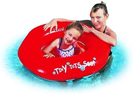 29" Blue and White Swirl on Red Children's Inflatable Swimming Pool Baby Seat Float