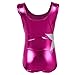 Arshiner Girls' Gymnastics Solid Sparkle Leotard One-piece suits Rose Red 120(Age for 4-5Y)