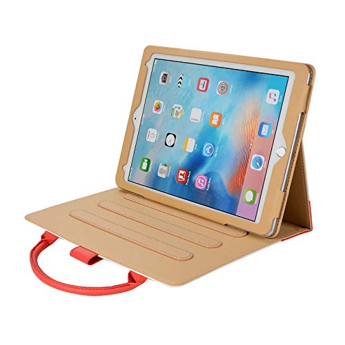 Businda iPad 2/3/4 Case with Hand Strap, Women Pocket Handbag Lightweight Stand Folio Case Cover Handbag Auto Wake/Sleep Feature with Wallet File Pocket for iPad 2/3/4, Red - Thumbnail 2