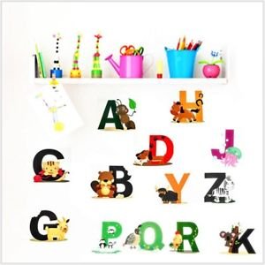 SLB Works Brand New 26 Alphabets Animals Cartoon Removable Wall Stickers For Kids Nursery Room KZ