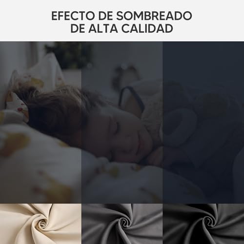 OSLIFE 2 Paneles Cortinas Blackout, Aislamiento Térmico para Sala/Recámara Ventana,Suave 100% Microfibra Poliéster Impermeable,Anillo de Sujeción,Reducción de Ruido,107 * 160cm,Negras