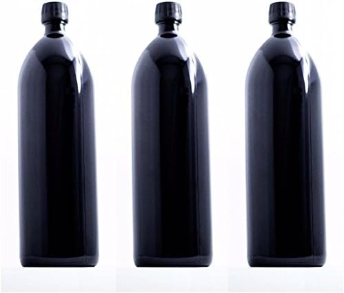 ultravioLeaf 1 Liter (34 fl oz) Round Ultraviolet Large Glass Water Bottle 3-Pack