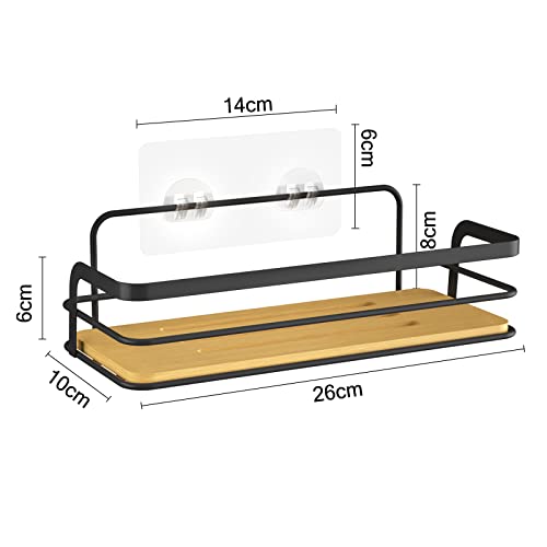 Bestdon Shower Caddy No Drilling Black Self Adhesive Shower Basket Shower Caddy Shower Caddy Wall Shelf Bathroom Living Room Bamboo Metal