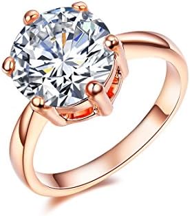 NEWBARK Hearts And Arrows CZ Crystal 18k Rose Gold Plated Classic Solitaire Weddings Rings