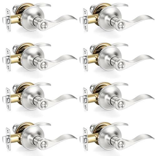 8 Pack Door Handles Interior Door Knobs, Keyless Privacy Door Levers