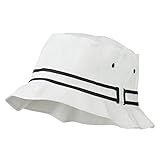 Otto Caps Striped Hat Band Fisherman Bucket Hat - White Black L-XL
