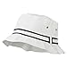 Striped Hat Band Fisherman Bucket Hat - White Black L-XL