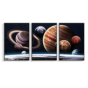 Framed Canvas Wall Art for Living Room, Bedroom Sky Space View Canvas Prints for Home Decoration Ready to Hanging - 16"x24"x3 Panels