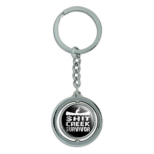 Shit Creek Survivor Spinning Round Metal Key Chain Keychain Ring