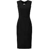 Hobemty Women's Sleeveless Pencil Dress Choker V Neck 2026 Trendy Work Knee Length Dresses