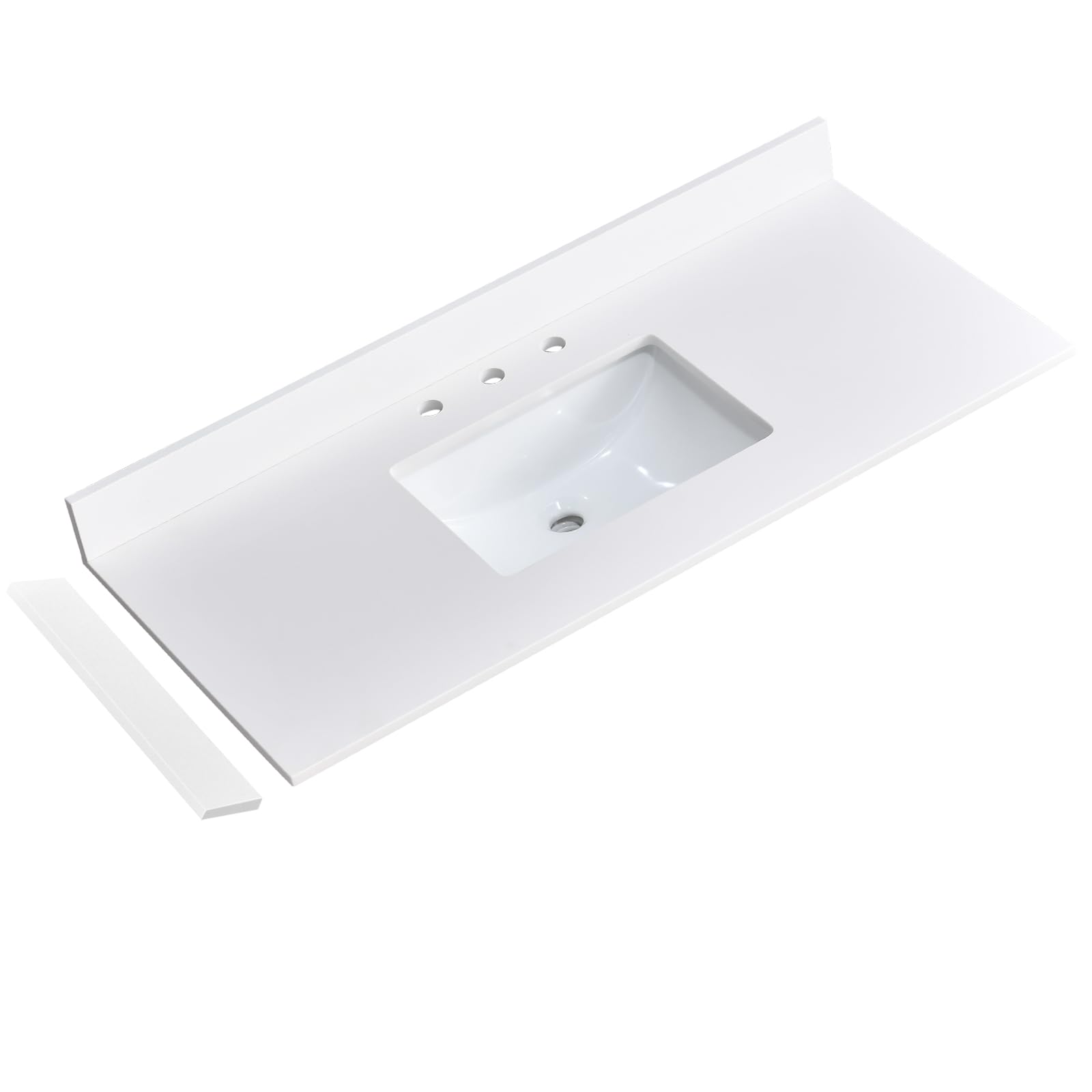 Photo 1 of EQLOO 48" x 22" Vanity Top, Quartz Vanity Sink Top in Pure White, with One Sidesplash & One Backsplash, with Undermounted Sink,8 Inch Faucet Hole Spread for Vanity Top with Sink