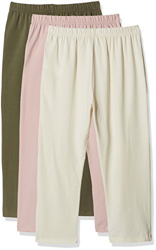 Kid Nation Girls' 3-Pack Cotton Stretch Classic Legging XL Olive + Seashell Pink + Eggnog … - Thumbnail 2